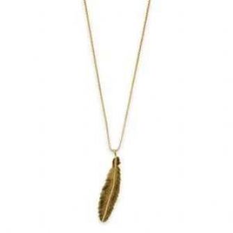 Gold colour feather long necklace